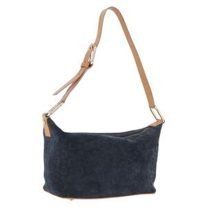 Celine C Macadam Shoulder Suede Navy Suede Handbag